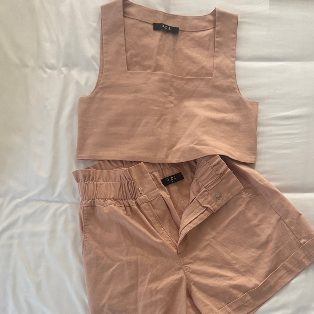 So cute!!! Blush Pink o.p.t Sleeveless Crop Top and Shorts Set
